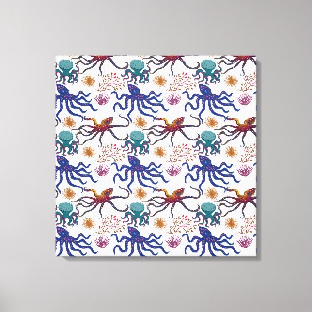 Aquatic animals pattern | ocean underwater life 27 leinwanddruck (Vorderseite)