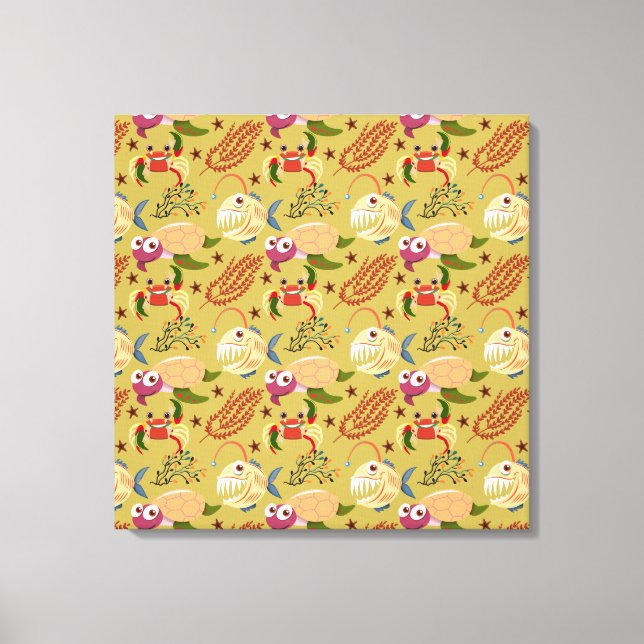 Aquatic animals pattern | ocean underwater life 31 leinwanddruck (Vorderseite)