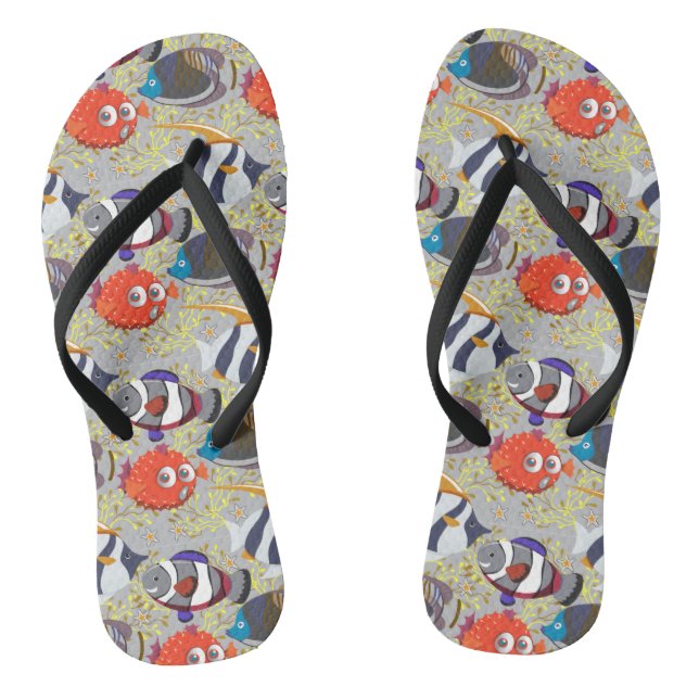 Aquatic animals pattern | ocean underwater life 40 flip flops (Fußbett)