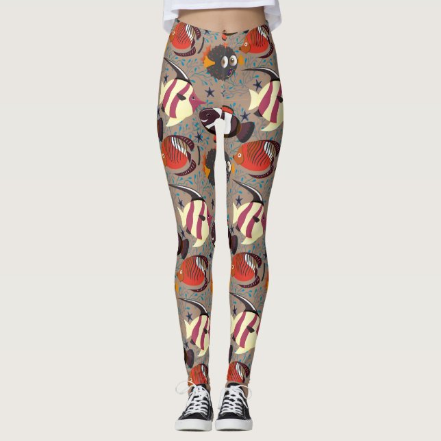 Aquatic animals pattern | ocean underwater life 41 leggings (Vorderseite)