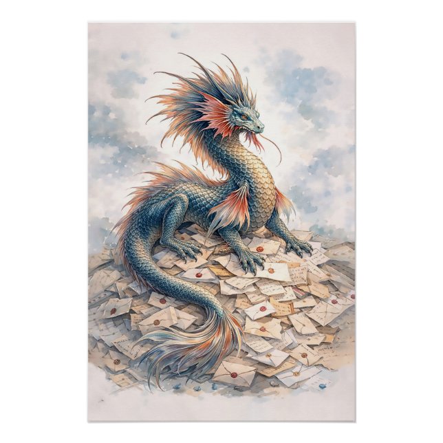 Aquatic-Drachen-Buchstaben Poster (Vorderseite)