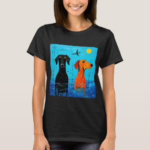 "Aquatic Duo of Joy" - surreal farbige Hunde T-Shirt