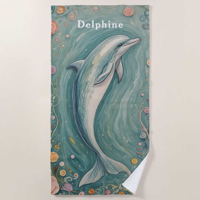 Aquatic Grace: Der Dolphin-Tanz Strandtuch (Vorderseite)