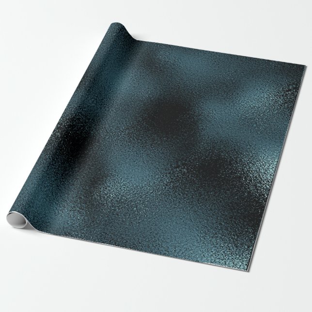 Aquatic Jungle Aquamarin Blue Black Glass Glam Shi Geschenkpapier (Ungerollt)