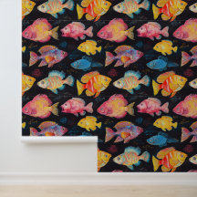 Aquatic Life Swimming Fish Chalk Zeichnend Muster