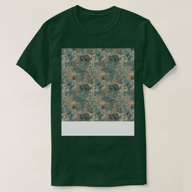 Aquatic Seamless Pattern Unterwasser-Meeresleben T-Shirt (Design vorne)
