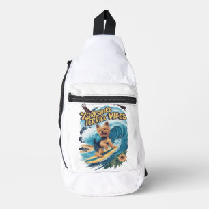 Aquatic Yorkshire Terrier Surfen in der Welle Crossbody Bag
