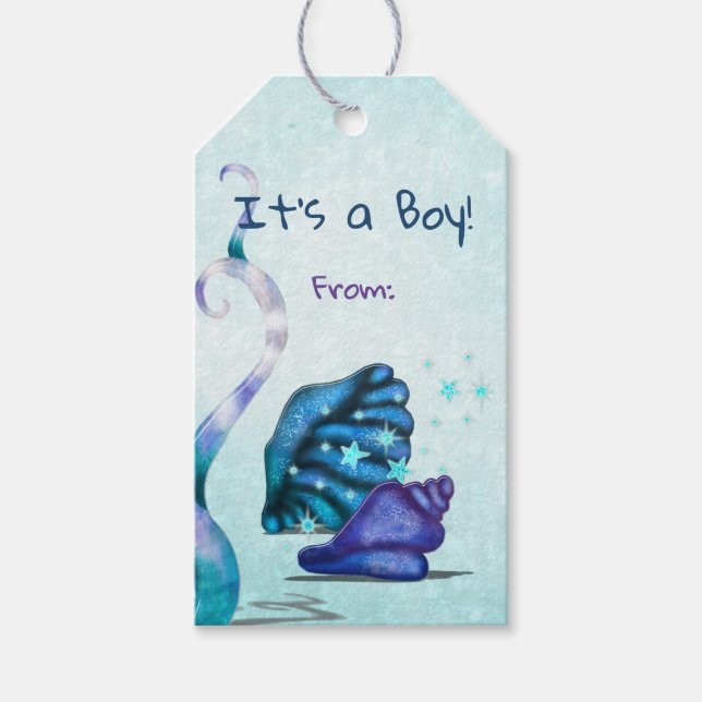 Aquatica 3D Whimsey ITS A BOY Baby Dusche Geschenkanhänger (Vorderseite)