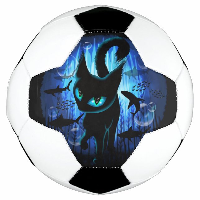 Aquaticat - surreale Katze im Tiefsee Fußball (Vorderseite)