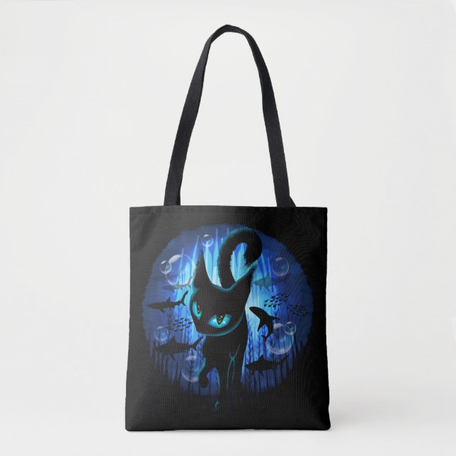 Aquaticat - surreale Katze im Tiefsee Tasche (Vorderseite)