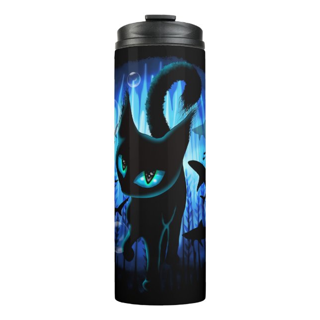 Aquaticat - surreale Katze im Tiefsee Thermosbecher (Vorderseite)