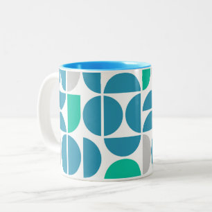 Aquatische Fliesen aus der Mitte des Jahrhunderts Zweifarbige Tasse