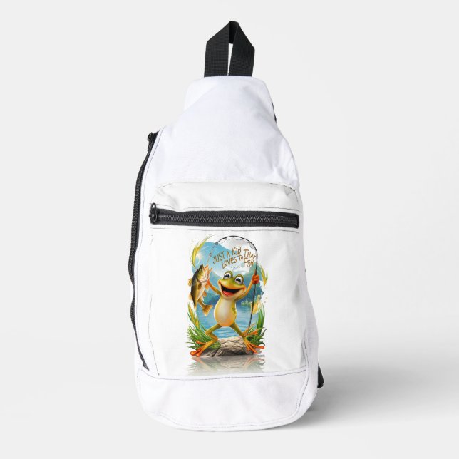 Aquatische Freundschaft: Frosch mit Fisch im Wasse Crossbody Bag (Vorderseite)