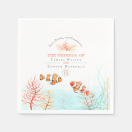 Aquatische Hochzeitskoralle und Clownfischfarbe Serviette