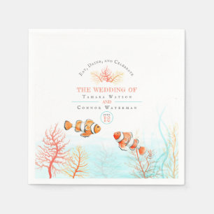 Aquatische Hochzeitskoralle und Clownfischfarbe Serviette