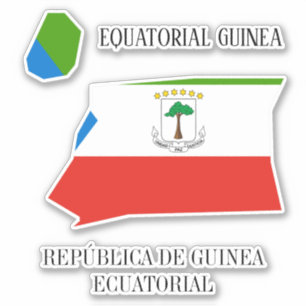 Äquatoriale Guinea Flag Charming Patriotic Map Aufkleber