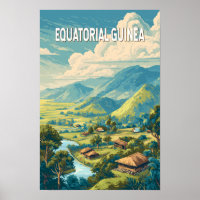 Äquatoriale Guinea Illustration Reisen Vintag