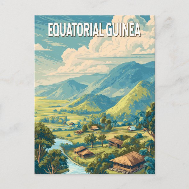 Äquatoriale Guinea Illustration Reisen Vintag Postkarte (Vorderseite)