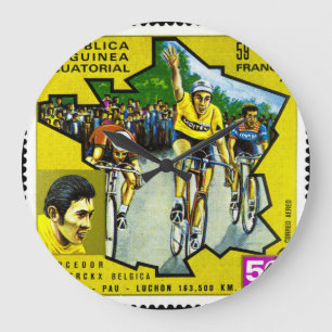 Äquatoriale Guinea Radfahrer Historische Briefmark Große Wanduhr