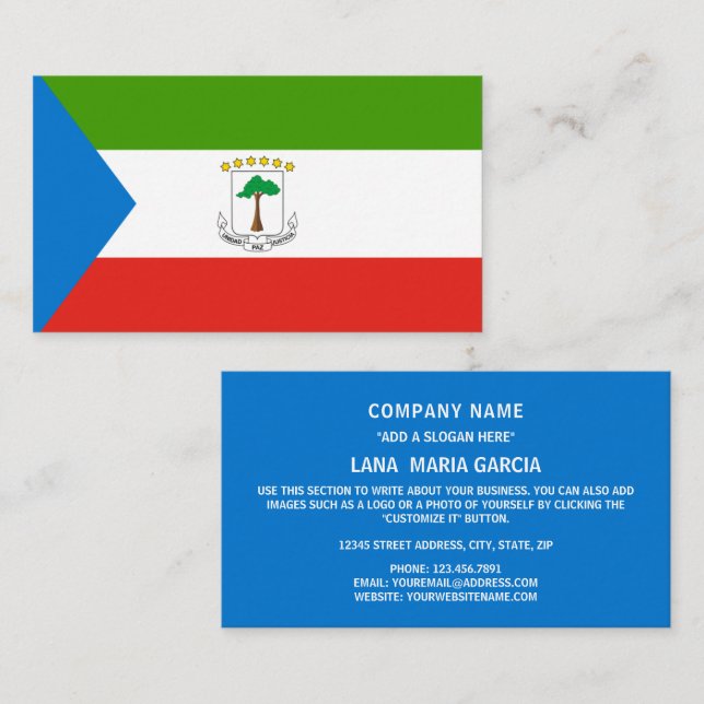 Äquatoriale guineische Flagge, Flagge äquatorialer Visitenkarte (Vorne/Hinten)