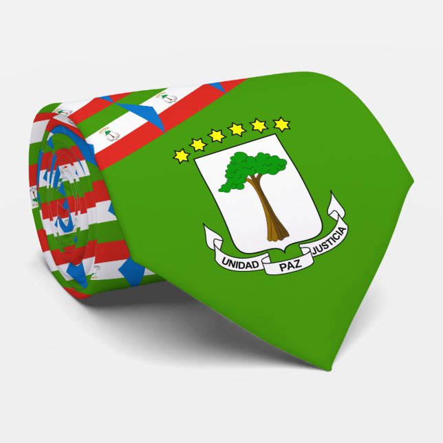 Äquatoriale guineische Flagge und Wappen Krawatte (Gerollt)