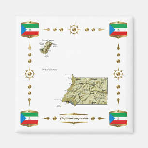Äquatorialguinea Karte + Flaggen Magnet