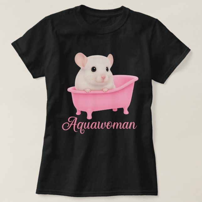 Aquawoman Gerbil in a Pink Bathtub | Kawaii Rodent T-Shirt (Design vorne)