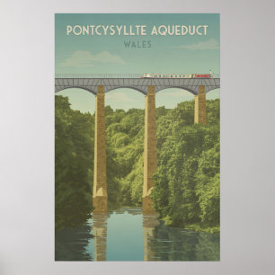 Aqueduc de Pontcysyllte Affiche de voyage au Pays 