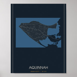 Aquinnah Massachusetts Straßenkarte Poster (Nacht)