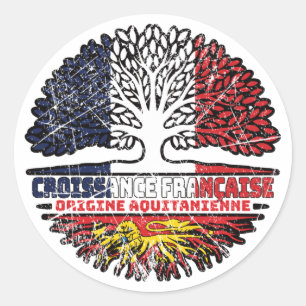 Aquitaine Aquitanian France Tree Roots Flag Runder Aufkleber