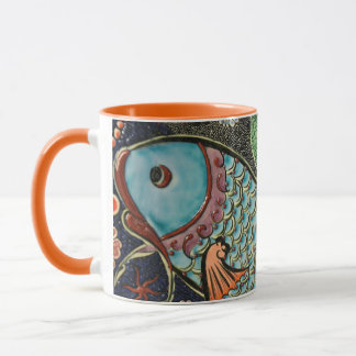 Aqwa Mosaik aquamarine Fischkunst Tasse