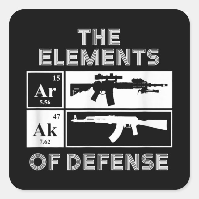 AR15 AK47-Elemente-Periodic-Tabelle Quadratischer Aufkleber (Vorderseite)