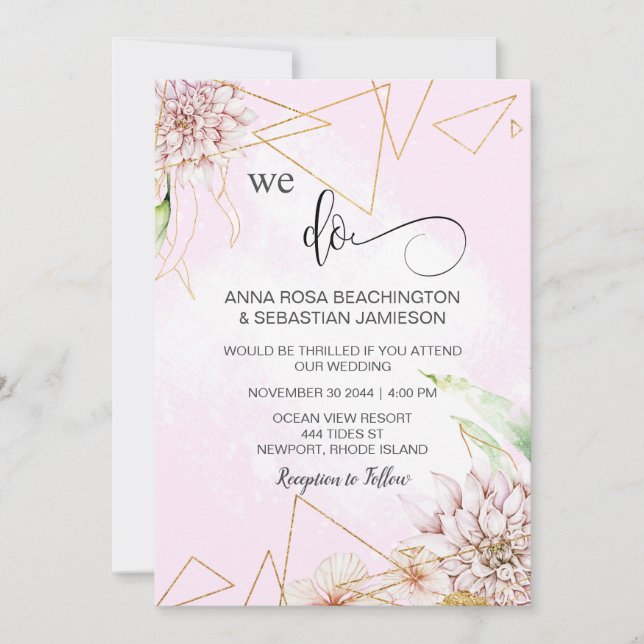 *~* AR15 Floral WE DO Geometric UAWG QR Wedding Einladung (Vorderseite)