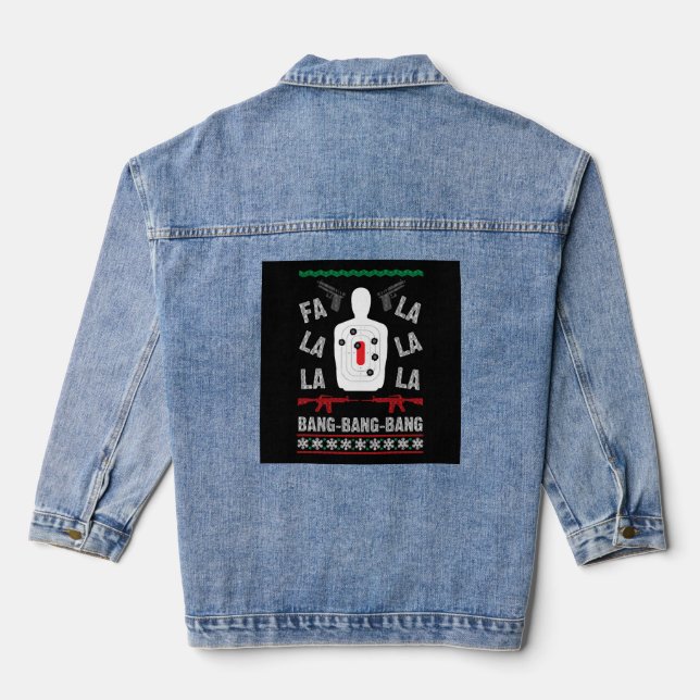 AR15 Gun Point Ugly Weihnachts-Sweater Geschenk Jeansjacke (Rückseite)