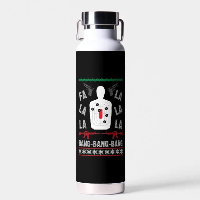 AR15 Gun Point Ugly Weihnachts-Sweater Geschenk Trinkflasche (Vorne)