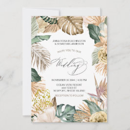 *~* AR21 QR UAWG Jungle Leopard Botanische WEDDING Einladung