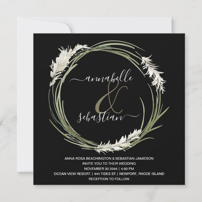 *~* AR21 UAWG Pampas Grass QR KRIEGWEDDING Einladung (Vorderseite)