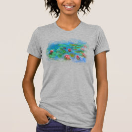 ** AR23 Monet Lily Pads Pond Angel Cherub Gray T-Shirt