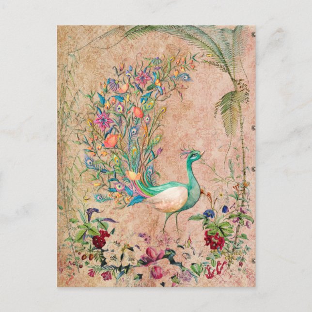 *~* AR24 Vintage Viktorianische PfauenJugendstil Postkarte (Vorderseite)