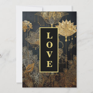 *~AR26 38 QR Gold Lace LIEBE UAWG Vintage Wedding Einladung