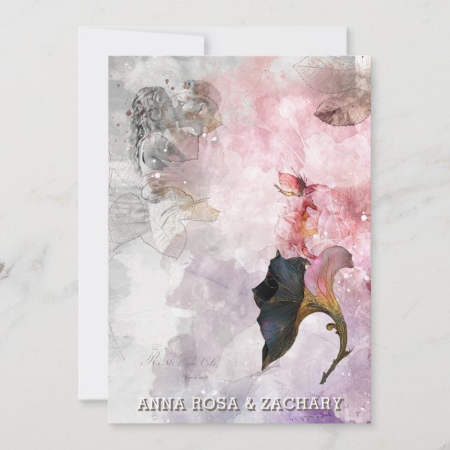 *~* AR26 Rosa 29 QR Viktorianisches UAWG Hochzeit Einladung (Vorderseite)