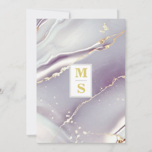 *~ AR66 UAWG LAVENDER GOLD QR Initials Wedding Einladung