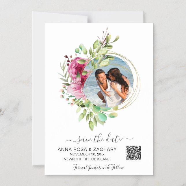 ~* AR6 WEDD SPEICHERN: DATUM QR Floral - Website Magneteinladung (Vorderseite)
