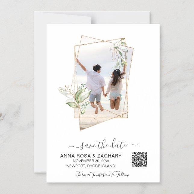 *~* AR6 WEDD SPEICHERN QR Gold - Website Magneteinladung (Vorderseite)