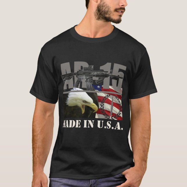 AR-15 USA Shirtschwarzes T-Shirt (Vorderseite)