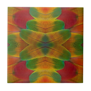 Ara-Papageienfeder-Kaleidoskop Fliese