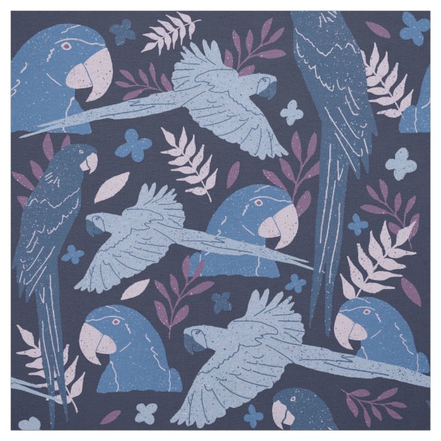 Ara Parrot Blau Rosa tropisches Muster Stoff (Muster)