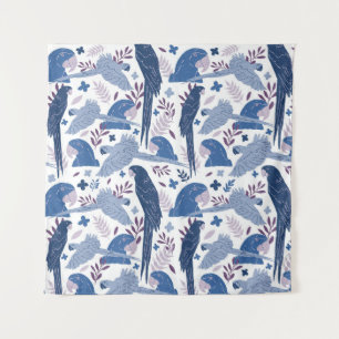 Ara Parrot Blau Zeichnend tropisches Verlass Muste Wandteppich