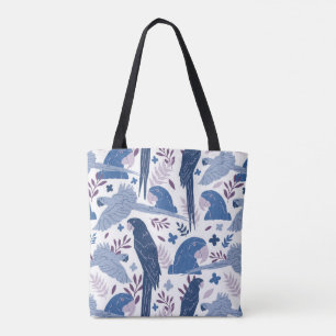 Ara Parrot Blaues tropisches Leave-Muster Tasche