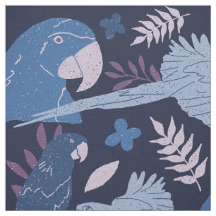 Ara Parrot Blaurosa tropisches Muster Stoff